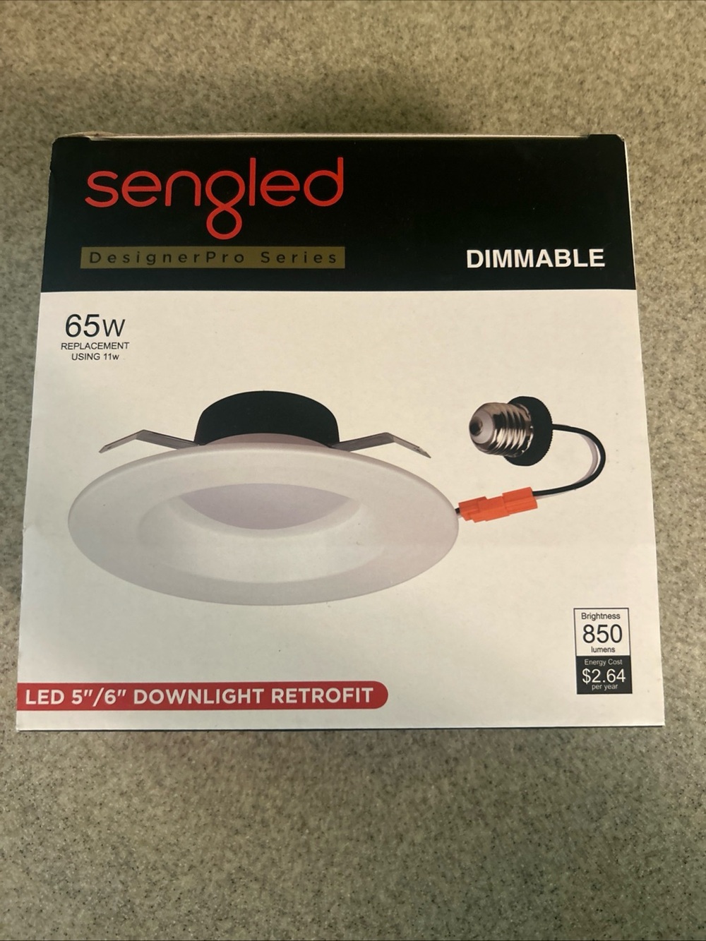 SENGLED RECESSED LED RETROFIT LIGHT, DIMMABLE, 4K, 11W, FITS 5" OR 6"